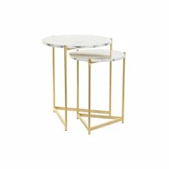 Set De 2 Tables Gigognes DKD Home Decor Doré Métal MDF Blanc (46 X 4... -Pegane Shop set de 2 tables gigognes dkd home decor dore metal mdf blanc 46 x 46 x 55 cm 2 pcs 14108972 39305528 1140x1140