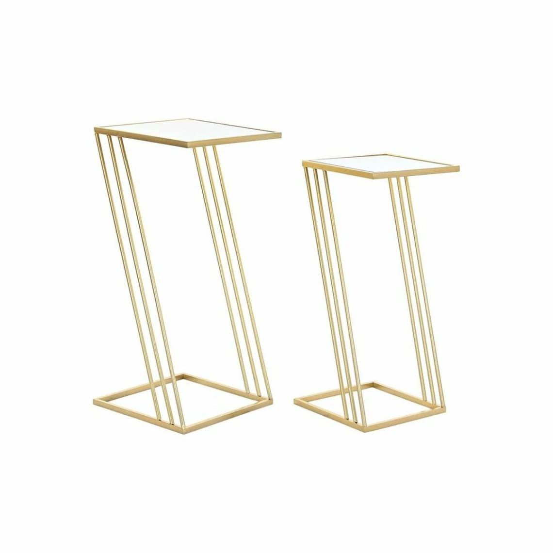 Set De 2 Tables Gigognes DKD Home Decor Miroir Doré Métal (33 X 33 X... 1 Set De 2 Tables Gigognes DKD Home Decor Miroir Doré Métal (33 X 33 X...