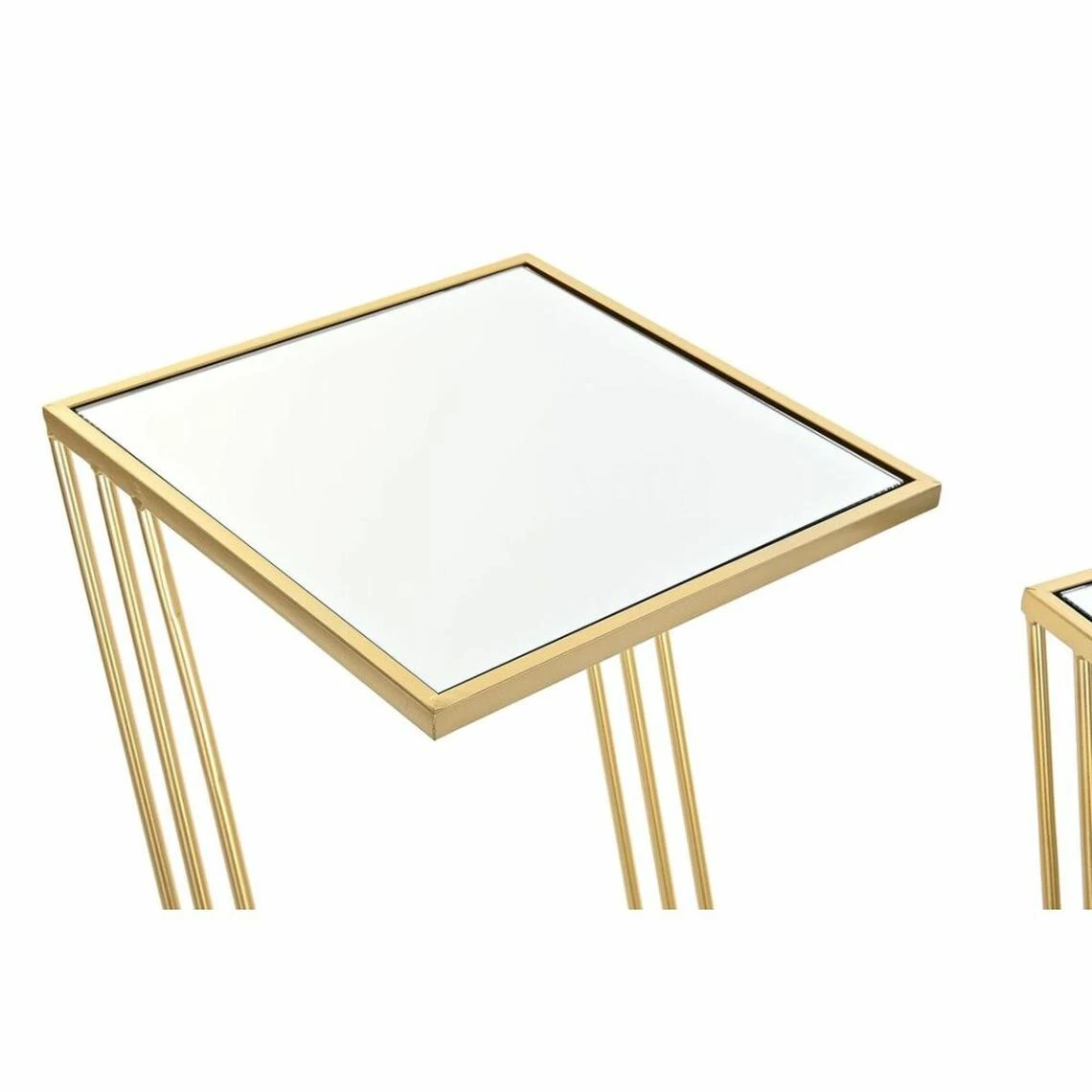 Set De 2 Tables Gigognes DKD Home Decor Miroir Doré Métal (33 X 33 X... 2 Set De 2 Tables Gigognes DKD Home Decor Miroir Doré Métal (33 X 33 X... – Image 2