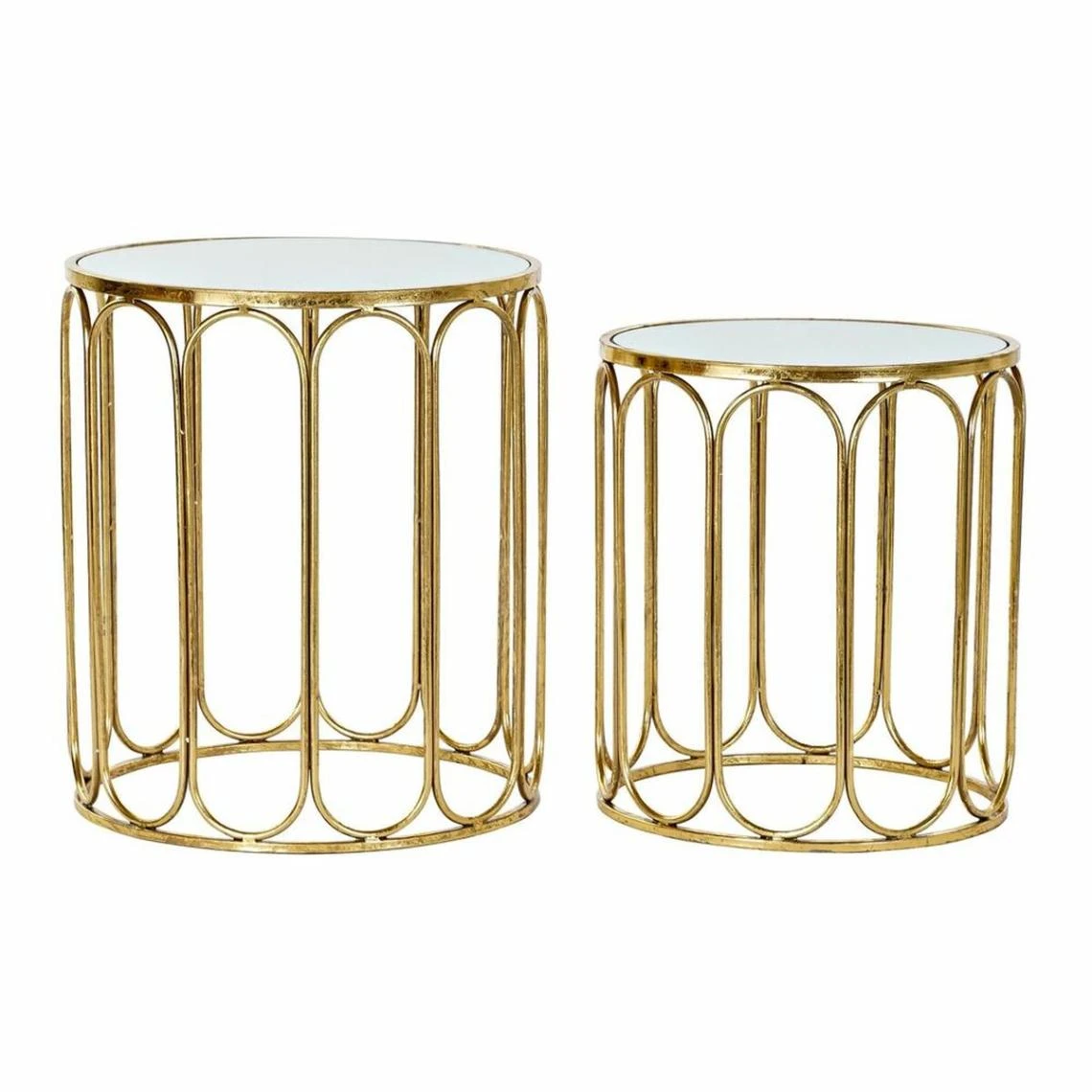 Set De 2 Tables Gigognes DKD Home Decor Miroir Doré Métal (43 X 43 X... 1 Set De 2 Tables Gigognes DKD Home Decor Miroir Doré Métal (43 X 43 X...