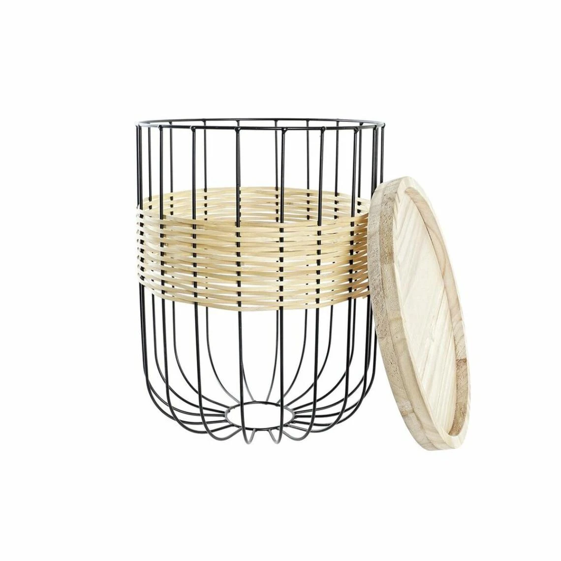 Set De 2 Tables Gigognes DKD Home Decor Naturel Noir Métal MDF Coloni... 2 Set De 2 Tables Gigognes DKD Home Decor Naturel Noir Métal MDF Coloni... – Image 2