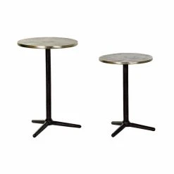 Set De 2 Tables Gigognes DKD Home Decor Noir Doré Aluminium (40 X 40 ...