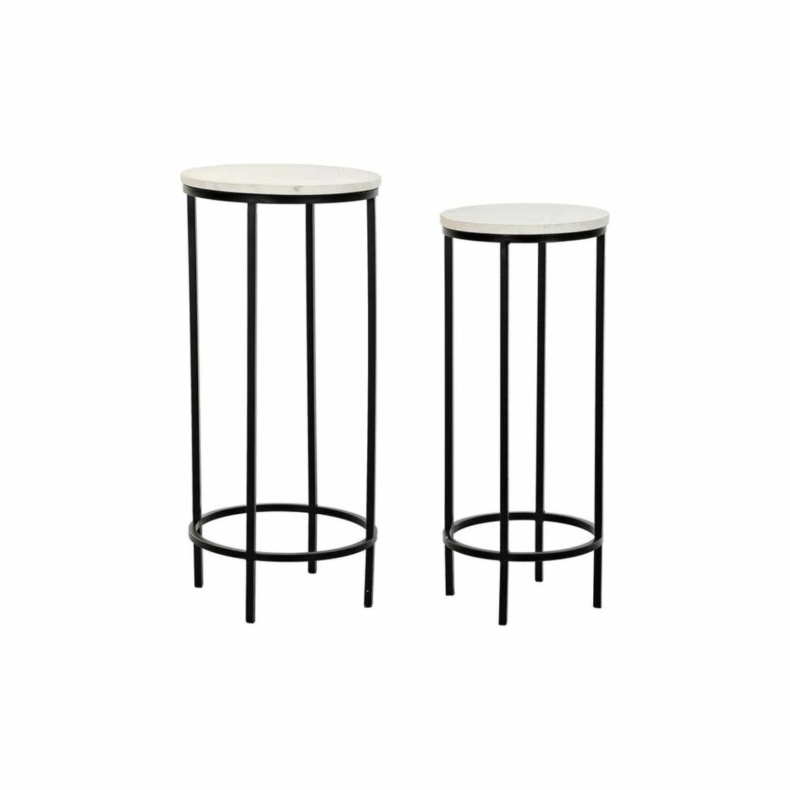 Set De 2 Tables Gigognes DKD Home Decor Noir Métal Blanc Marbre Moder... 1 Set De 2 Tables Gigognes DKD Home Decor Noir Métal Blanc Marbre Moder...