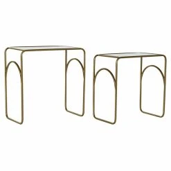 Set De 2 Tables Gigognes DKD Home Decor Verre Doré Métal Moderne (55... -Pegane Shop set de 2 tables gigognes dkd home decor verre dore metal moderne 55 x 30 x 55 cm 2 pcs 14108958 39305476 1140x1140