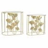 Set De 2 Tables Gigognes DKD Home Decor Verre Doré Métal Tropical Fe...