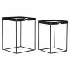 Set De 2 Tables Gigognes DKD Home Decor Verre Noir Doré Métal (42 X ...