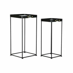 Set De 2 Tables Gigognes DKD Home Decor Verre Noir Métal (31 X 31 X 6...