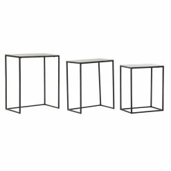 Set De 3 Tables Gigognes DKD Home Decor Argenté Noir Métal Aluminium...