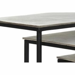 Set De 3 Tables Gigognes DKD Home Decor Argenté Noir Métal Aluminium... -Pegane Shop set de 3 tables gigognes dkd home decor argente noir metal aluminium moderne 505 x 285 x 59 cm 1 3 pcs 3 unites 14108642 39304412 1140x1140
