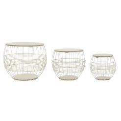 Set De 3 Tables Gigognes DKD Home Decor Naturel MDF Blanc Fer (49,3 X ... -Pegane Shop set de 3 tables gigognes dkd home decor naturel mdf blanc fer 493 x 493 x 41 cm 3 pcs 14106740 39297292 1140x1140