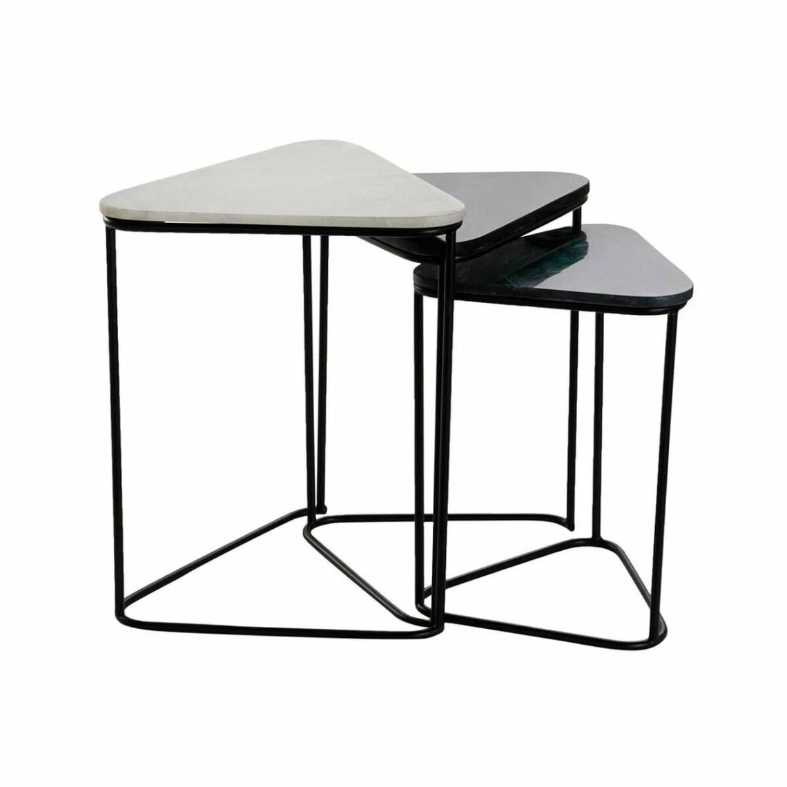 Set De 3 Tables Gigognes DKD Home Decor Noir Métal Blanc Vert Marbre ... 5 Set De 3 Tables Gigognes DKD Home Decor Noir Métal Blanc Vert Marbre ... – Image 5