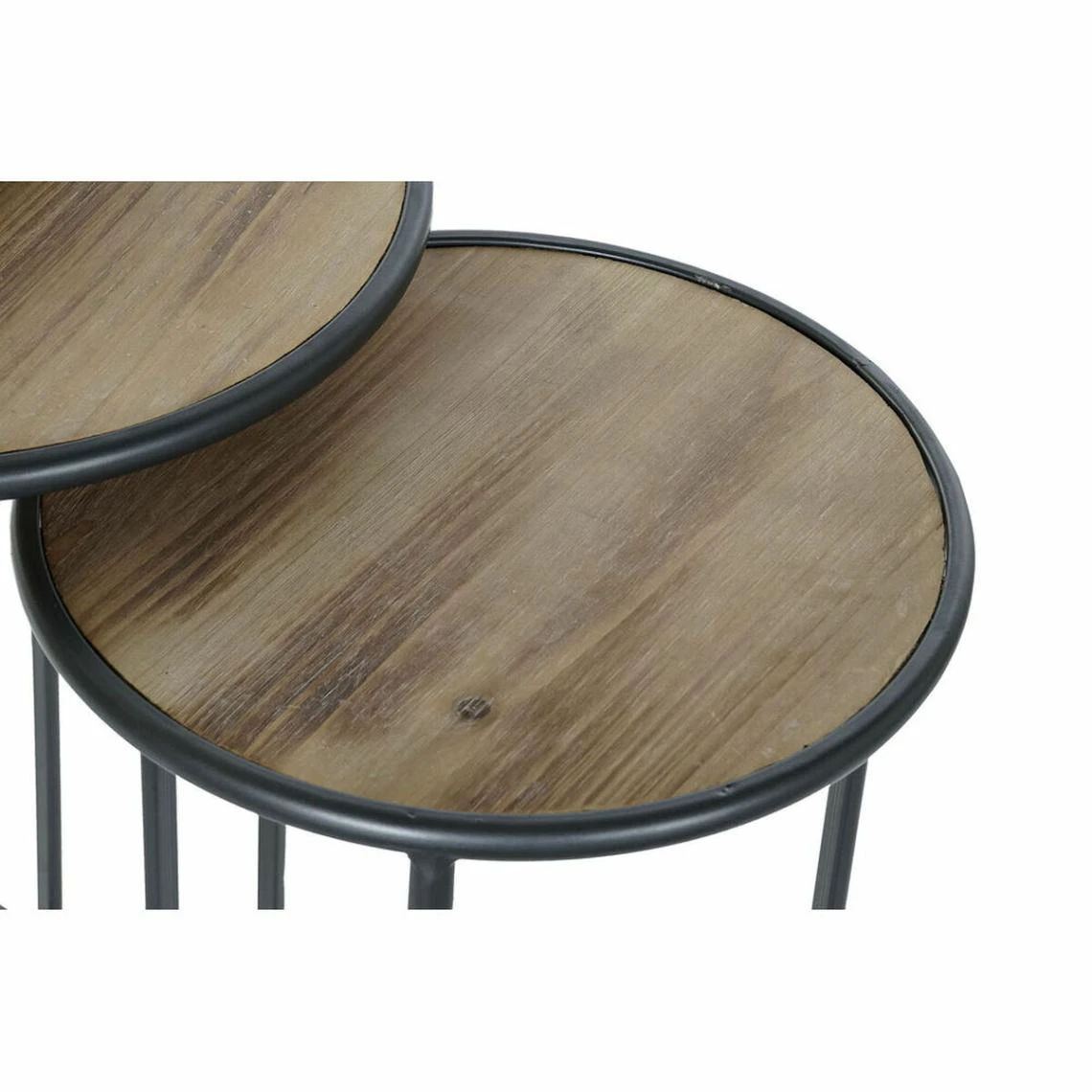 Set De 3 Tables Gigognes DKD Home Decor Sapin Naturel Noir Métal Vint... - Image 2