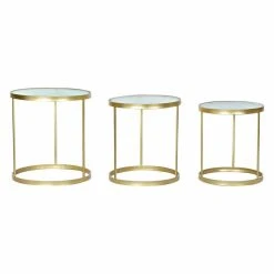 Set De 3 Tables Gigognes DKD Home Decor Verre Doré Métal (46 X 46 X ...