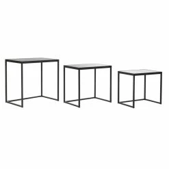 Set De 3 Tables Gigognes DKD Home Decor Verre Noir Métal (58 X 36,5 X...