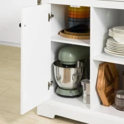 SoBuy FKW101-WN Desserte Roulante Meuble De Rangement Cuisine De Servi... -Pegane Shop sobuy fkw101 wn desserte roulante meuble de rangement cuisine de service buffet commode bahut avec plans de travail 3 tiroirs 2 etageres ouvertes 7580620 19130292 1200x1200