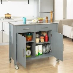 SoBuy® FKW108-HG Desserte Roulante Chariot De Cuisine à Roulettes Av... -Pegane Shop sobuy fkw108 hg desserte roulante chariot de cuisine a roulettes avec etagere laterale portes et tiroirs en acier inox 11876446 31419280 1140x1140