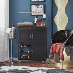 SoBuy® FKW45-SCH Desserte Chariot De Cuisine De Service Roulant, Armo...