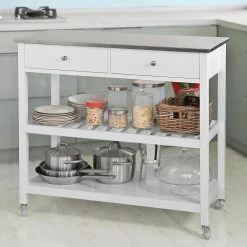 SoBuy® FKW47-W Desserte Roulante Chariot De Cuisine De 2 étages Avec...