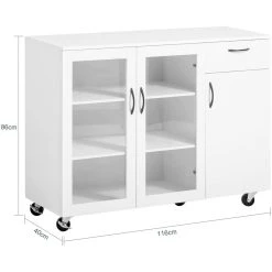 SoBuy® FSB57-W Buffet Sur Roulettes Commode De Cuisine Armoire De Cui... -Pegane Shop sobuy fsb57 w buffet sur roulettes commode de cuisine armoire de cuisine multi rangement chariot de rangement 12112804 32132096 1140x1140