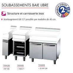 Soubassement Baie Libre - Prof. 630 Mm - Gamme 700 - Baron - Inox 400x...