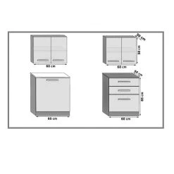 Pegane Shop -Pegane Shop swing cuisine complete modulaire lineaire l 120 cm 4 pcs plan de travail inclus ensemble meubles de cuisine blanc 10511518 27244122 1140x1140