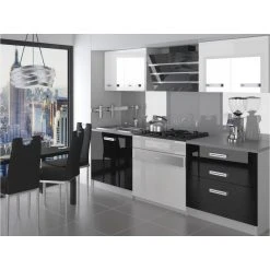 Hucoco SWING - Cuisine Complète Modulaire + Linéaire L 120cm 4 Pcs - Plan D...