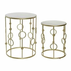 Table D'appoint DKD Home Decor Argenté Métal Marbre (37 X 37 X 50 Cm...