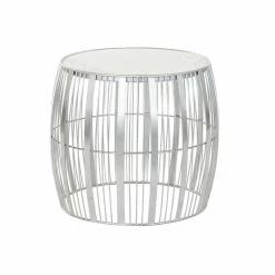 Table D'appoint DKD Home Decor Blanc Marbre Fer Argenté (46 X 46 X 41...