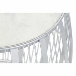 Table D'appoint DKD Home Decor Blanc Marbre Fer Argenté (46 X 46 X 41... -Pegane Shop table dappoint dkd home decor blanc marbre fer argente 46 x 46 x 41 cm 14106866 39297758 1140x1140