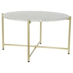 Table D'appoint DKD Home Decor Blanc Pierre Fer Doré (81 X 81 X 44 Cm...