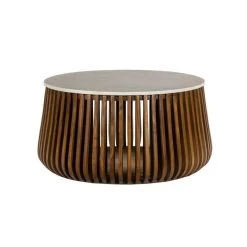 Table D'appoint DKD Home Decor Marbre Brun Foncé 90 X 90 X 45 Cm Bois...