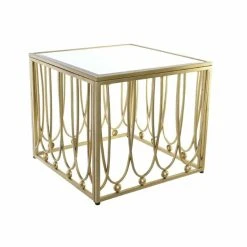 Table D'appoint DKD Home Decor Miroir Doré Métal MDF (57 X 57 X 52 C...