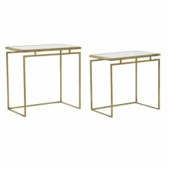 Table D'appoint DKD Home Decor Miroir Métal Cuivré Clair (55 X 34 X ...