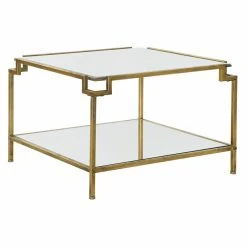 Table D'appoint DKD Home Decor Miroir Métal Cuivré Clair (63 X 63 X ...