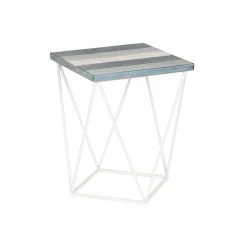 Table D'appoint DKD Home Decor Naturel Métal Bois Bleu Ciel 40 X 40 X...