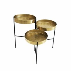 Table D'appoint DKD Home Decor Noir Doré Acier (57 X 40 X 47 Cm)