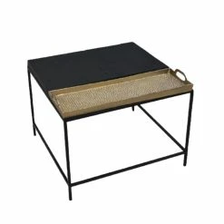 Table D'appoint DKD Home Decor Noir Doré Acier Aluminium (63 X 62 X 4...
