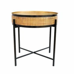 Table D'appoint DKD Home Decor Noir Doré Métal (55 X 55 X 60 Cm)