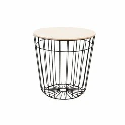 Table D'appoint DKD Home Decor Noir Fer Bois MDF (39 X 40.5 X 40.5 Cm)