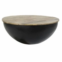 Table D'appoint DKD Home Decor Noir Métal Bois De Manguier (90 X 90 X...