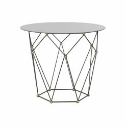 Table D'appoint DKD Home Decor Noir Métal Verre Doré (70 X 70 X 60 C...