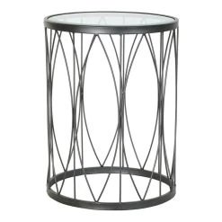 Table D'appoint DKD Home Decor Noir Verre Fer (45 X 45 X 60 Cm)