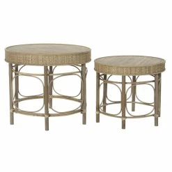 Table D'appoint DKD Home Decor Rotin (2 Pcs) (61.5 X 61.5 X 52 Cm) (50...