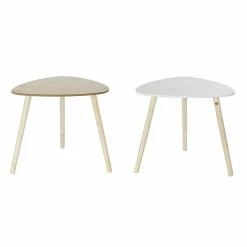 Table D'appoint DKD Home Decor Sapin Naturel MDF Blanc (54 X 54 X 49 C...