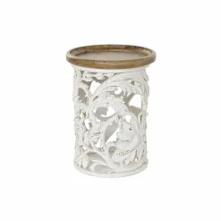 Table D'appoint DKD Home Decor Sapin Naturel MDF Blanc Oriental (43 X ...