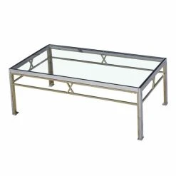 Table D'appoint DKD Home Decor Verre Acier Argent (110 X 60 X 40 Cm)