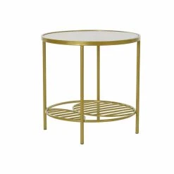 Table D'appoint DKD Home Decor Verre Doré Fer (49,5 X 49,5 X 49,5 Cm)