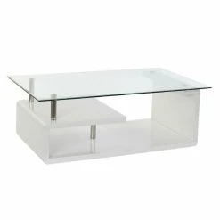 Table D'appoint DKD Home Decor Verre Métal Bois Blanc (120 X 65 X 42 ...