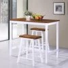 VIDAXL Table De Bar Et Tabouret 3 Pcs Bois Massif - Brun - Ensembles De Meubl...