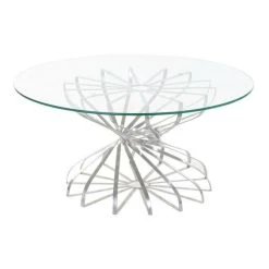 Table De Salle à Manger DKD Home Decor Argenté Verre Fer (81 X 81 X ...
